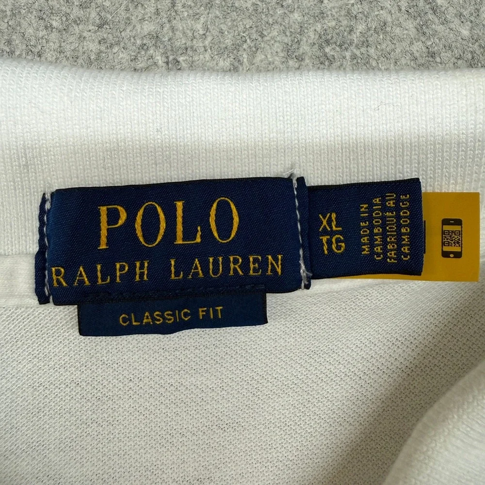Polo Ralph Lauren Polo Shirt XL White Classic Fit Cotton Short Sleeve Pony Logo